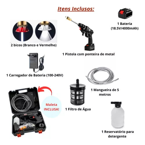 Lavadora Alta Pressão Portátil Regador Lava-jato Bateria 48v