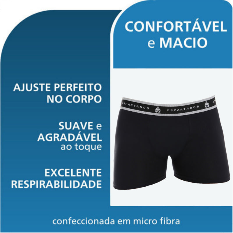 Kit Com 5 Cuecas Boxer Masculina Microfibra Original