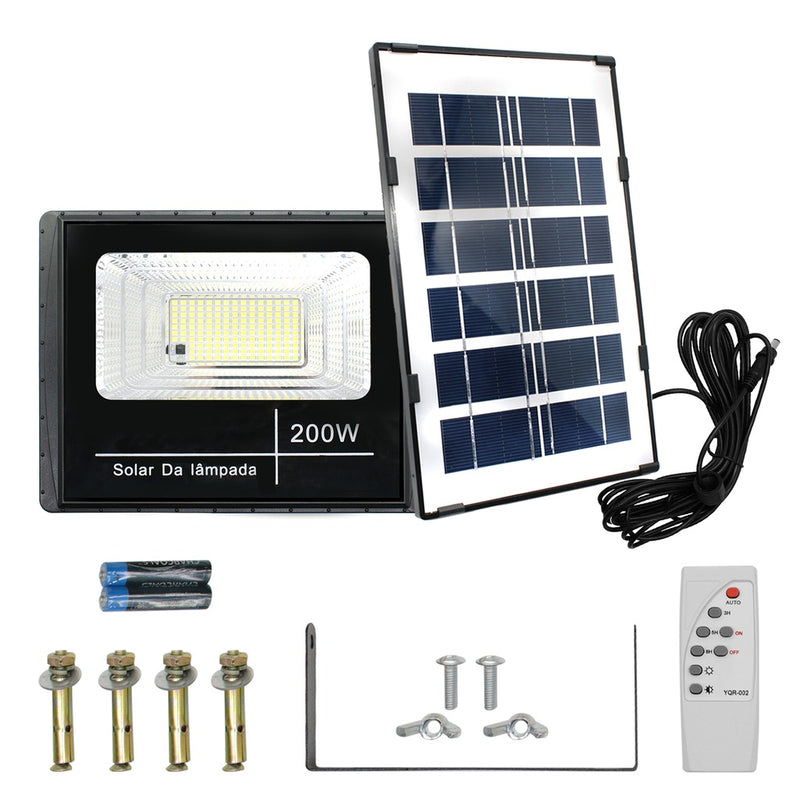 Refletor Led Solar 200w Holofote Com Placa Bateria à Prova Dágua