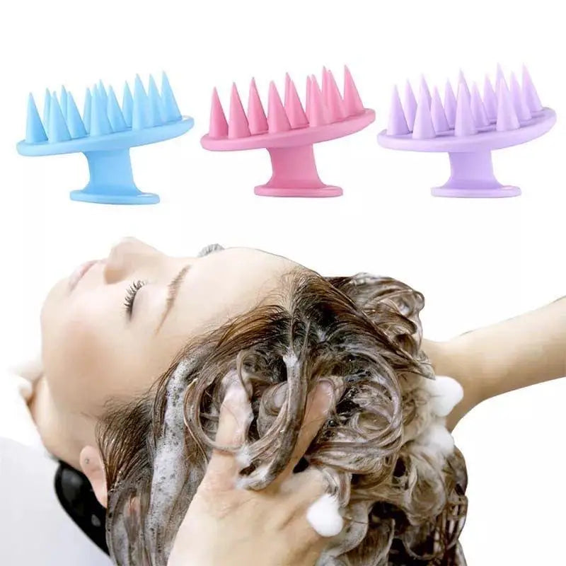 Massageadora de silicone de banho para couro cabeludo