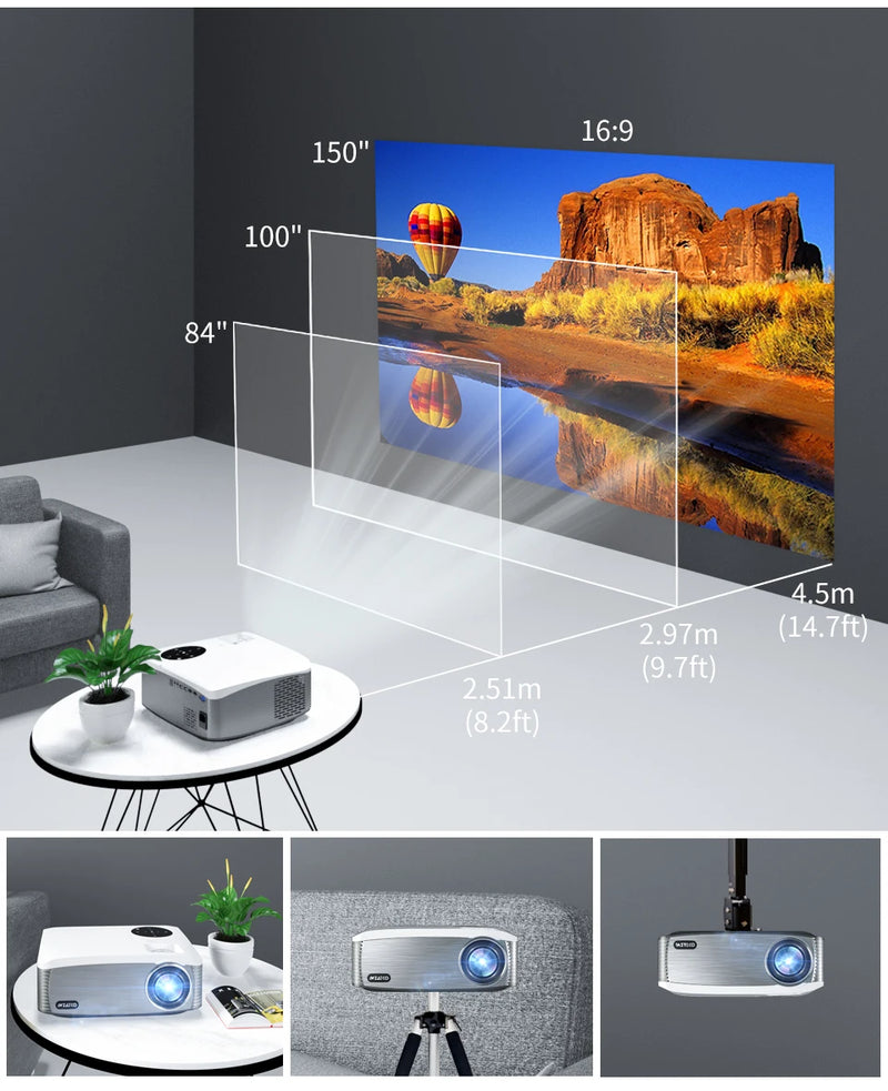 Projetor android Wzatco c6a 300 polegadas wifi inteligente