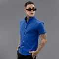 Camisa Masculina Slim Fit Gola Padre Manga Curta