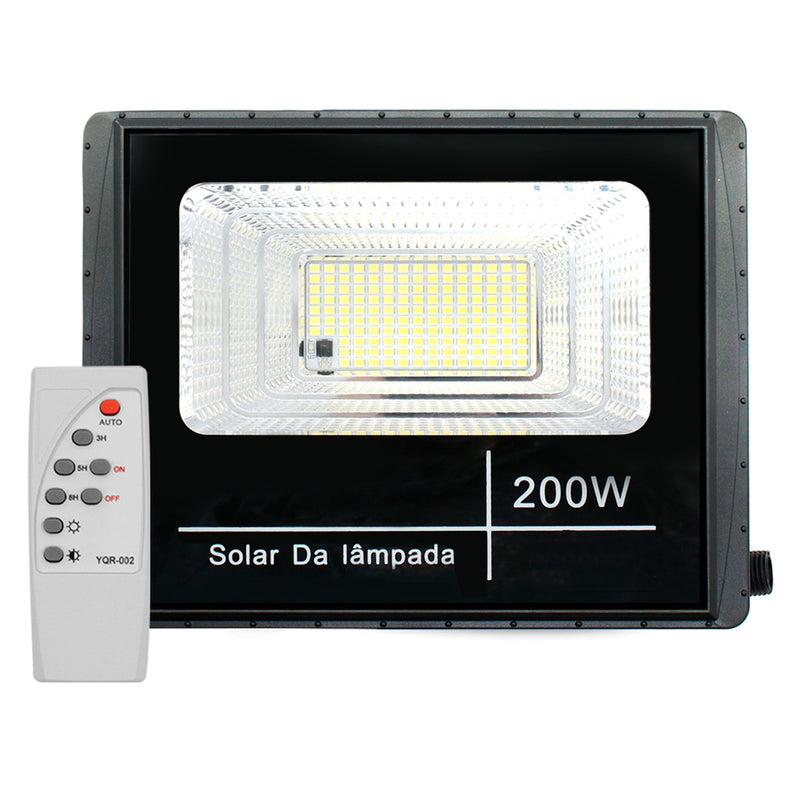 Refletor Led Solar 200w Holofote Com Placa Bateria à Prova Dágua